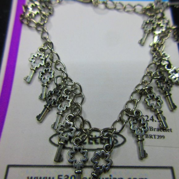 Key Charms Jewelry Bracelet Adjustable Lobster Claw Clasp - Picture 2 of 4